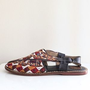 Anthropologie Cyd Embroidered Flat Sandals